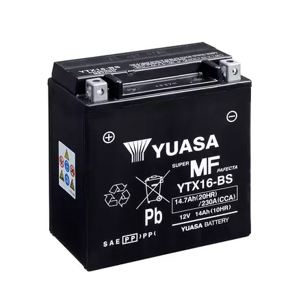 Yuasa Batteri, YTX16(WC) syrafylld (4) - MC Universaldelar och Verktyg - D393750 - 1