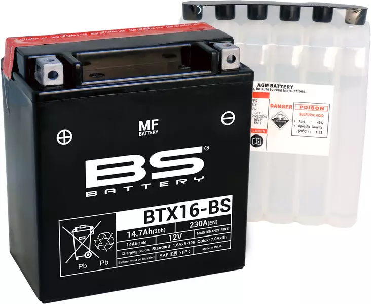BS Batteri BTX16-BS MF (cp) Mainteance F - MC Universaldelar och Verktyg - D151240 - 1