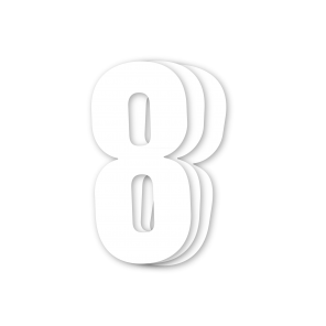 Blackbird siffror vit 3st/sats 13x7cm #8 - Nummerplåtsbakgrund & Siffror - D13690 - 1