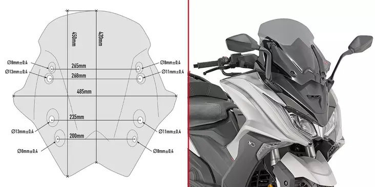 GIVI FUME' WINDSCREEN KYMCO AK 550 - Vindskydd - D255760 - 1