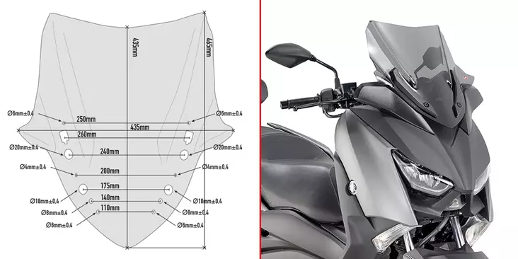 GIVI SPOILER YAM. X-MAX 300 (2017) - Vindskydd - D255730 - 1