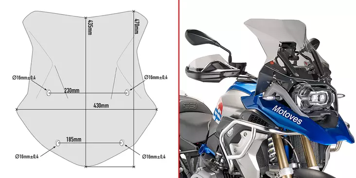 Givi Specific screen, smoked 43,5 x 43 c - Vindskydd - D251800 - 1