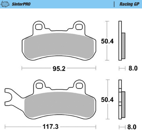 Motomaster Brake pads Racing GP: ATV/UTV - Bromsbelägg - D462340 - 1