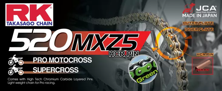 RK MM520MXZ5 Offroad Pro Kedja Grön +CL - Kedjor 520 - D481920 - 1
