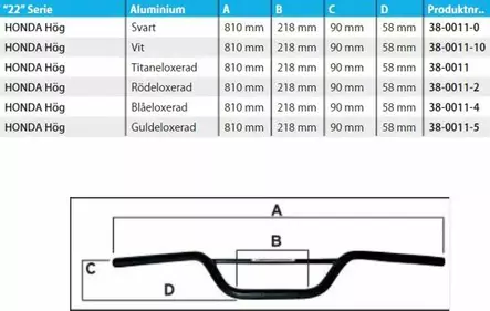 PSYCHIC STYRE HONDA HÖG VIT 22mm - Styrartiklar  - D13521 - 2