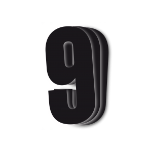 Blackbird siffror svart 3s13x7cm #9 - Nummerplåtsbakgrund & Siffror - D13701 - 1