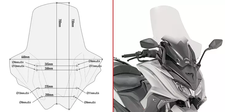GIVI TRANS.WINDSCREEN KYMCO AK 550 - Vindskydd - D255761 - 1
