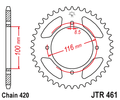 JT Bakdrev Aluminium 7075 T6 Svart JTA46 - Bakdrev - D417091 - 1