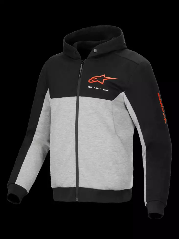 Alpinestars Hoodie Chrome v2 Grå/Svart/R - Textil jackor & Kevlar Hoodies - D485771 - 1