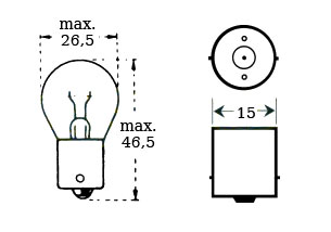 Glödlampa 6v 15w Ba 15s - Glödlampor - D475642 - 1
