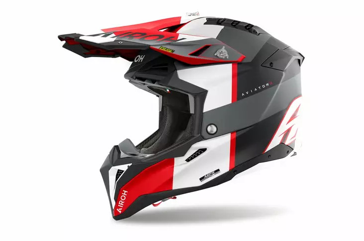 Airoh Hjälm Aviator 3 Monarch Grå/Röd Ma - Crosshjälmar - D487062 - 1