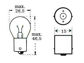 Glödlampa 12v 15w Ba 15s - Glödlampor - D475623 - 1