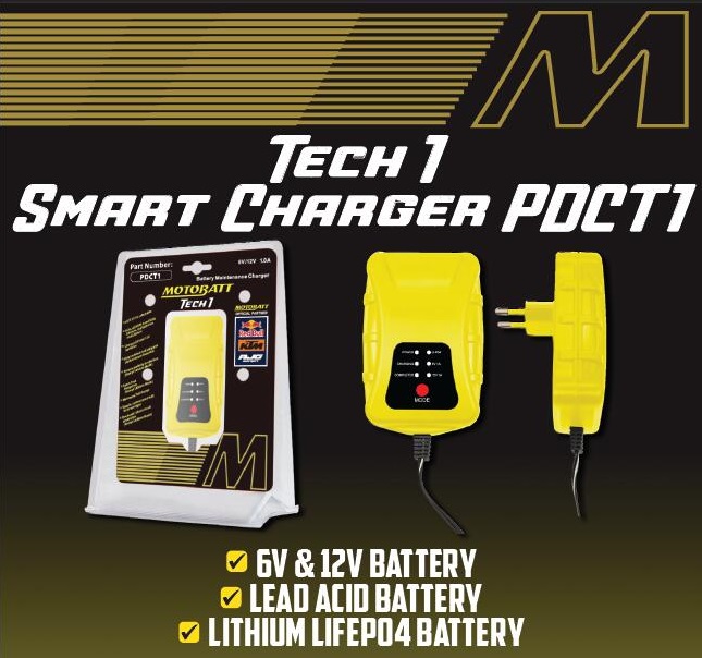 Motobatt Batteriladdare Tech1 6/12V 1Amp - Batteriladdare och Syra - D387743 - 1