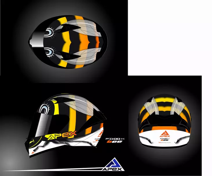 AMOQ Hjälm FI100 Bee glansig svart JNR - Integralhjälm - D517613 - 1