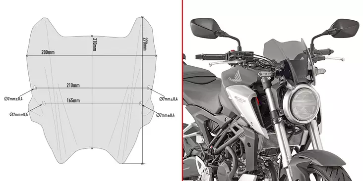 GIVI SPECIFIC SCREEN HONDA CB125R - Vindskydd - D255644 - 1