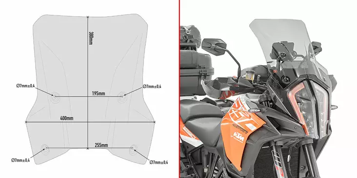Givi Specific screen, smoked 38 x 40 cm - Vindskydd - D195744 - 1