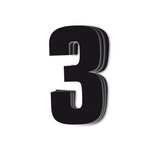 Blackbird siffror svart 3st/sats 16x7,5c - Nummerplåtsbakgrund & Siffror - D13715 - 1