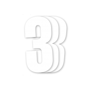 Blackbird siffror vit 3st/sats 13x7cm #3 - Nummerplåtsbakgrund & Siffror - D13685 - 1