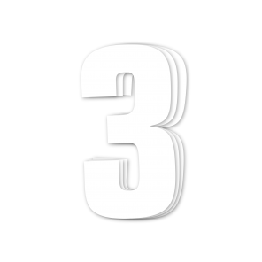 Blackbird siffror vit 3st/sats 16x7,5cm - Nummerplåtsbakgrund & Siffror - D13705 - 1