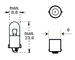 Glödlampa 12v 3w Ba 9s - Glödlampor  - D475635 - 1