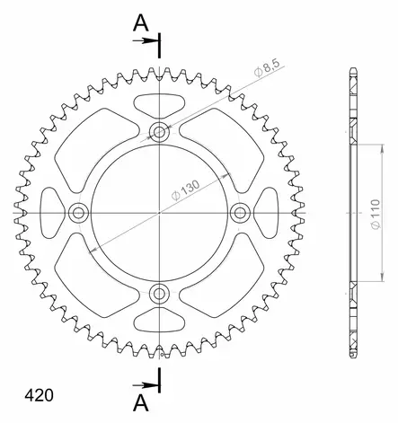 Supersprox Alu Bakdrev HO CR80/85/150 Rö - Bakdrev - D104466 - 2