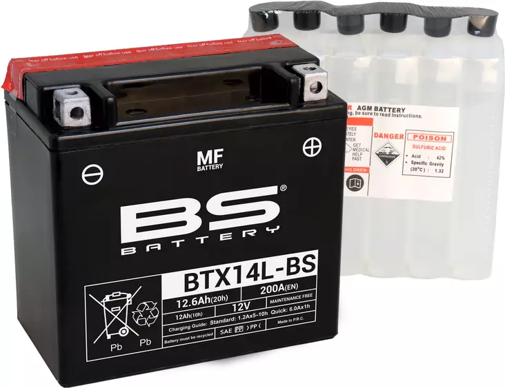 BS Batteri BTX14L-BS MF (cp) Mainteance - MC Universaldelar och Verktyg - D151236 - 1