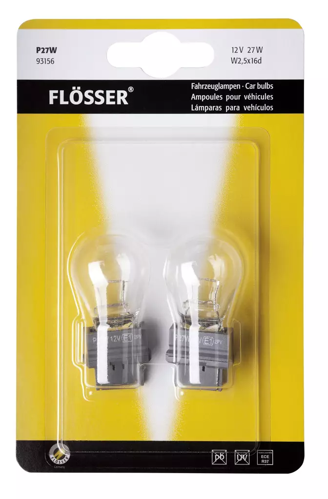 Flösser Glödlampa 12V27W 2.5x16d P27W Bl - Glödlampor  - D332216 - 1