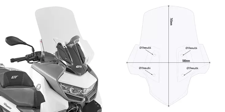 GIVI KIT SPOILER BMW C400GT - Vindskydd - D255756 - 1