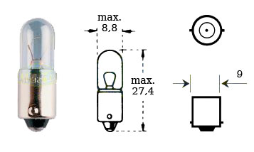 Glödlampa 12v 4w Ba 9s - Glödlampor  - D475636 - 1