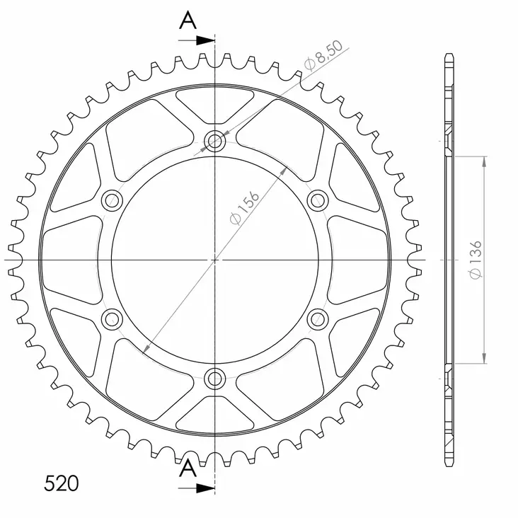 Supersprox Stål Bakdrev GasGas/Husqv. Sv - Bakdrev - D106186 - 1