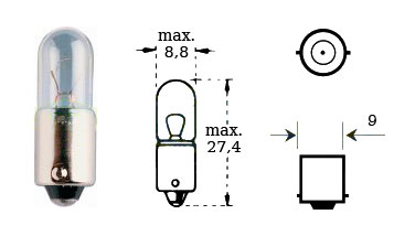 Glödlampa 6v 4w Ba 9s - Glödlampor  - D475647 - 1