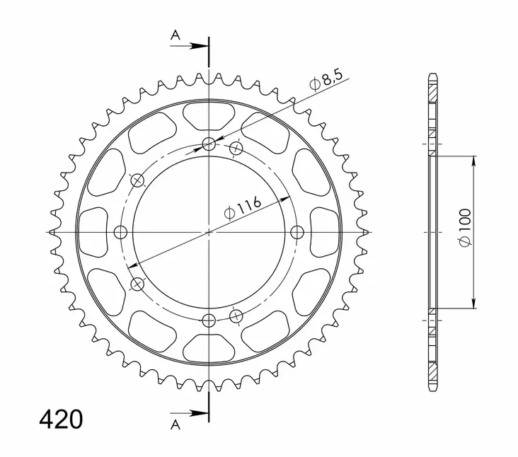 Supersprox Stål Bakdrev KA KX80/85 Svart - Bakdrev - D106217 - 1