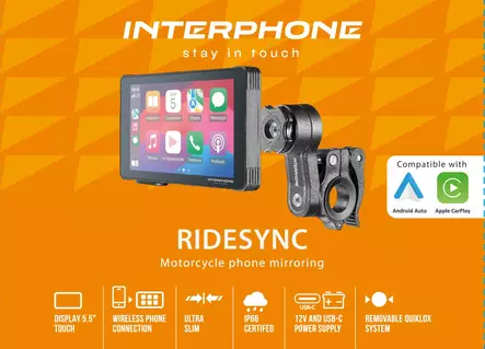 Interphone Ridesync 55 Display CarPlay - Intercom System - D481388 - 2