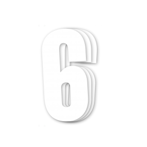 Blackbird siffror vit 3st/sats 13x7cm #6 - Nummerplåtsbakgrund & Siffror - D13688 - 1