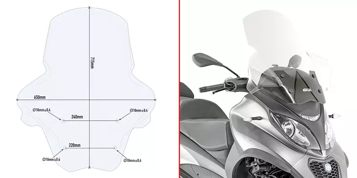 GIVI SPOILER PIAGGIO 350/500 MP3 - Vindskydd - D255758 - 1