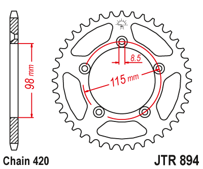 JT Bakdrev Aluminium 7075 T6 Svart JTA89 - Bakdrev - D417158 - 1