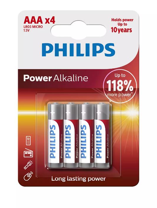 Philips batteri LR03 / AAA Power Alkalin - Finger batterier - D430628 - 1
