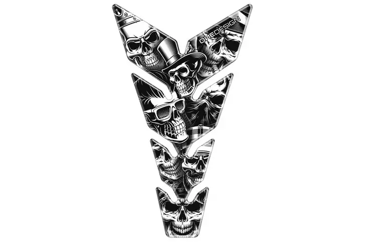 Puig Tank Pad Skull Party Black&White C/ - Tankskydd - D427258 - 1