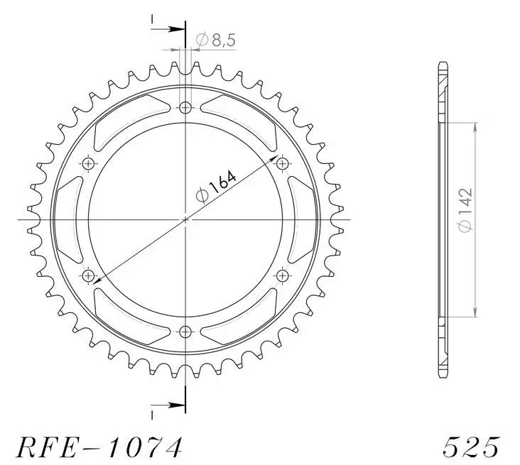 Supersprox / JT Bakdrev Stål 1074.44 - Bakdrev - D6859 - 1